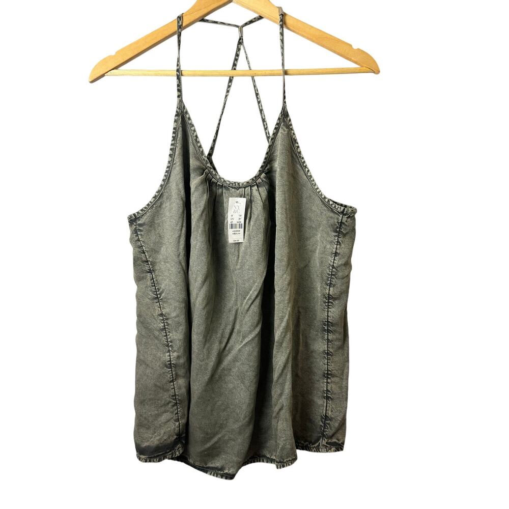 SOHO Cami Top Women's Medium Gray Spaghetti Straps Lagenlook Lyocell Boho Summer